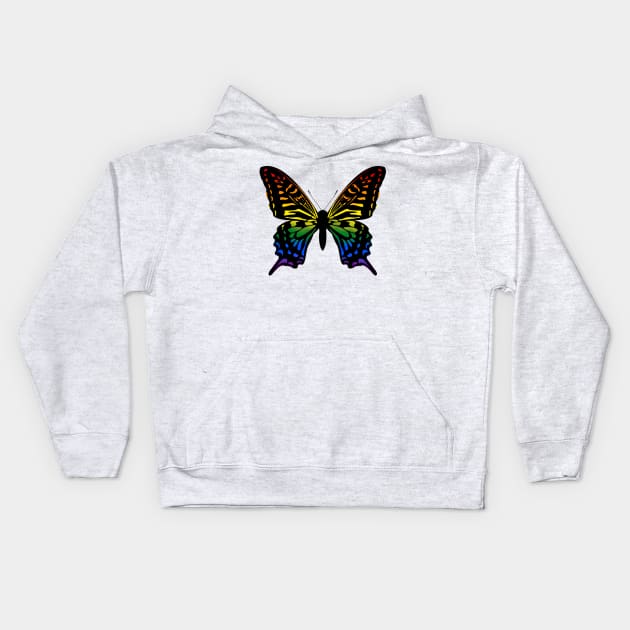 Rainbow butterfly Kids Hoodie by Bun Art Store